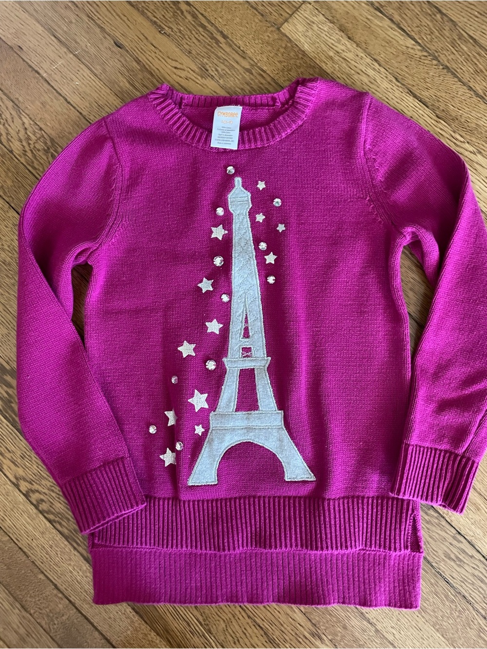 Gymboree Girls' Pink Eiffel Tower long Sweater Top size 5-6